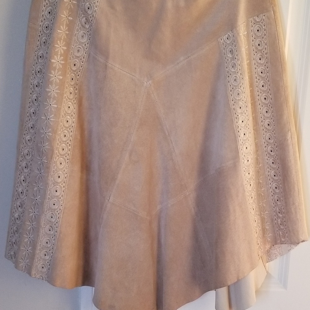 Arden B Suede Embroidered Skirt